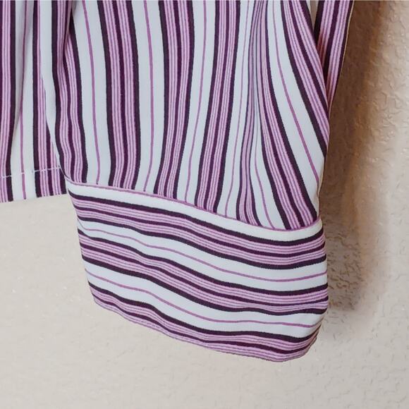 Covington Blouse Womens L (14-16) Pink Striped Button Up Long Sleeve Polyester - Picture 5 of 10